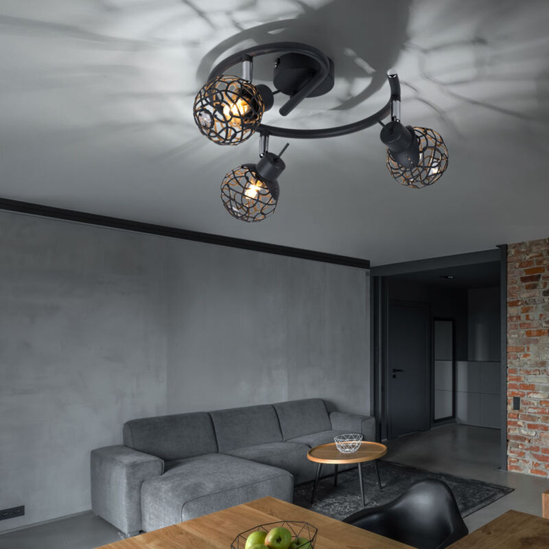 foto del prodotto globo plafoniera lampada da soffitto soggiorno grigio sfera treccia di alluminio lampada di cristallo spot rondell, faretti mobili, 3x g9, d 25 cm