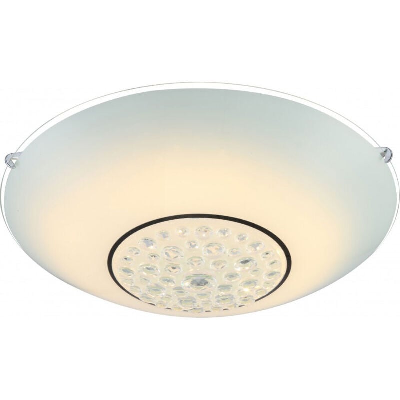 foto del prodotto globo plafoniera lampada da soffitto soggiorno sala da pranzo camera da letto, metallo cromato cristalli opalini, 1x led 18w 1440lm 3100k, pxh