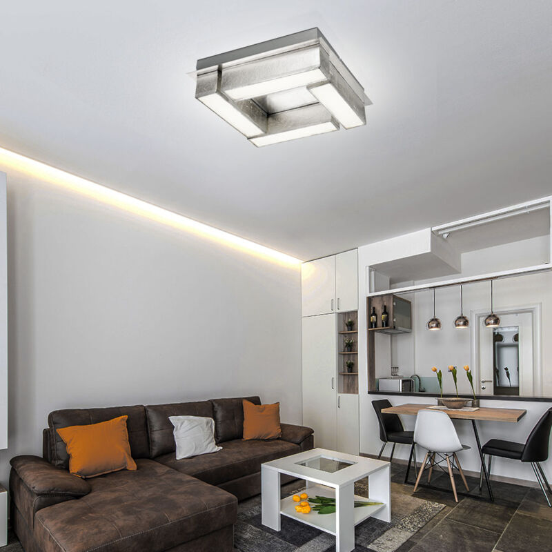 foto del prodotto globo plafoniera lampada da soggiorno lampada da soffitto a led argento sala da pranzo, tessuto metallo nichel opaco, 1x 12w 800lm 3000k, lxlxh