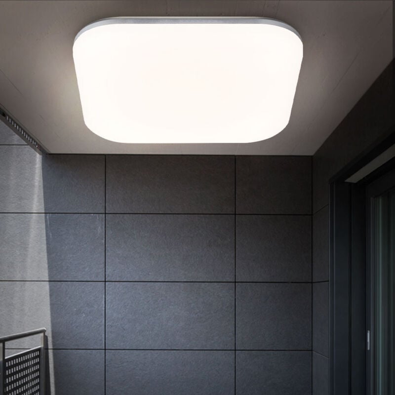 foto del prodotto globo plafoniera led da esterno lampada angolare bianco opalino illuminazione giardino faretto argento