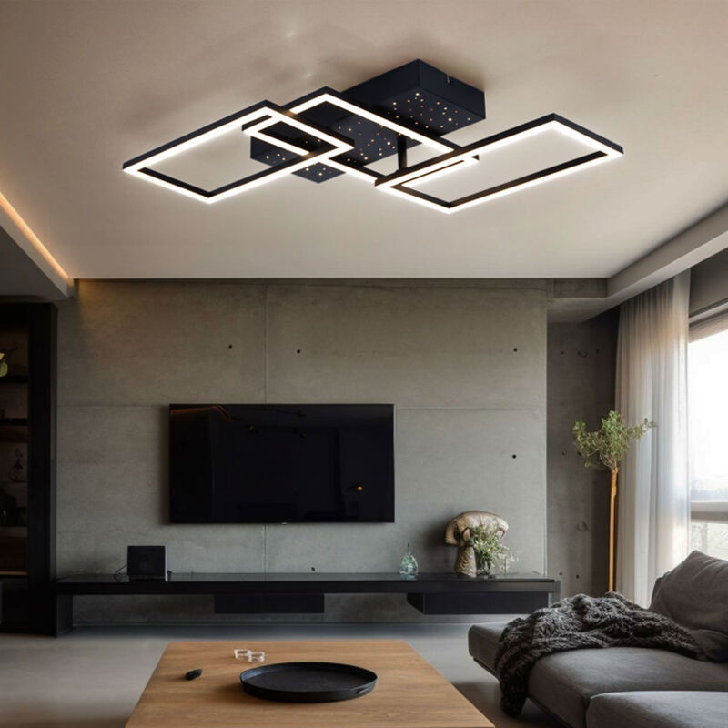 foto del prodotto globo plafoniera led da soggiorno lampada da soffitto con effetto cielo stellato, funzione memory metallo plastica nera opale, effetto stella, 1230