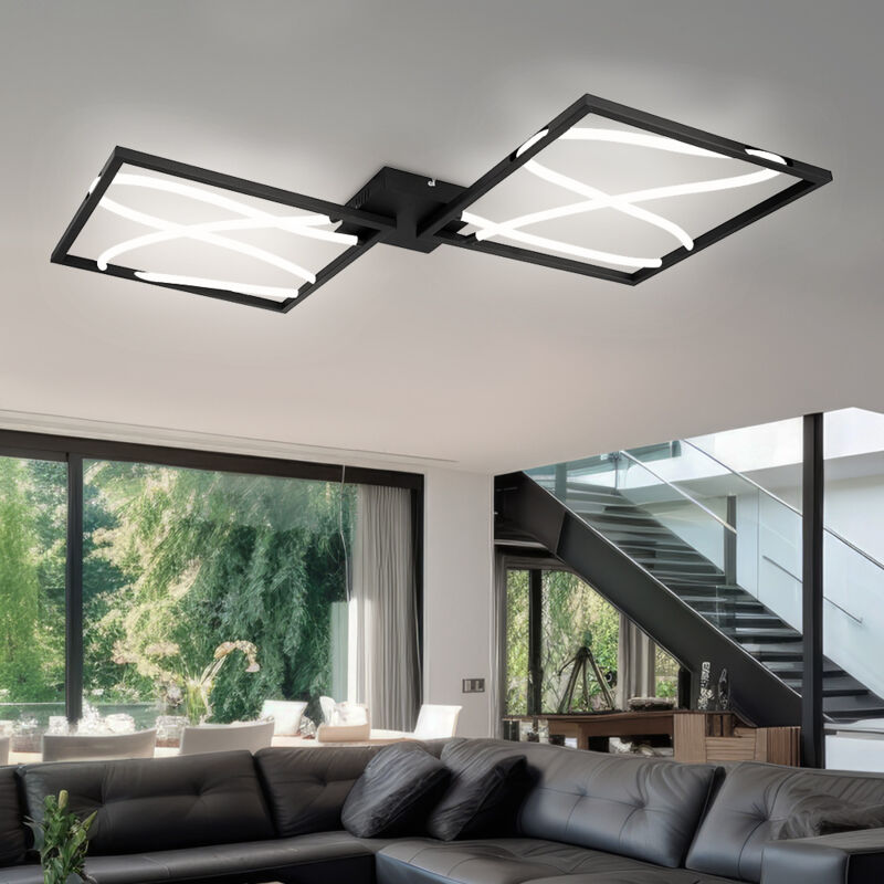 foto del prodotto globo plafoniera led da soggiorno lampada design plafoniera nera, alluminio metallo opale, 1x led 3000k, lxpxh 78,4x84x6,8 cm