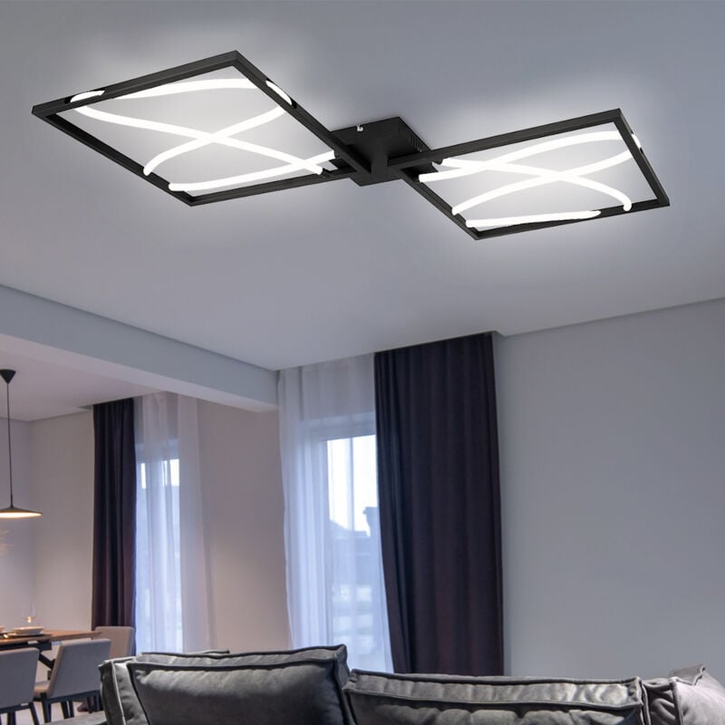 foto del prodotto globo plafoniera led da soggiorno lampada design plafoniera nera, alluminio metallo opale, 1x led 3000k, lxpxh 78,4x84x6,8 cm