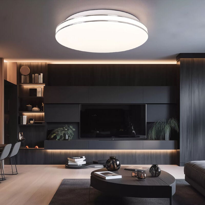 foto del prodotto globo plafoniera led design soggiorno camera da letto illuminazione corridoio lampada cromata rotonda
