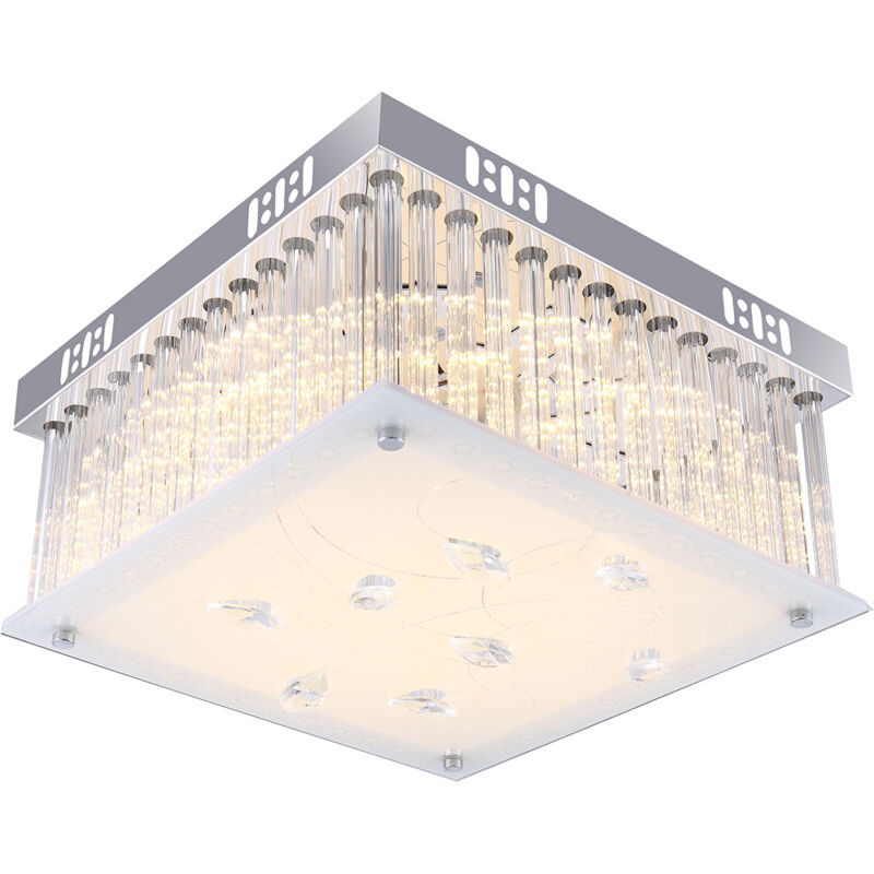 foto del prodotto globo plafoniera led di design con pendagli e barre in cristallo heidir