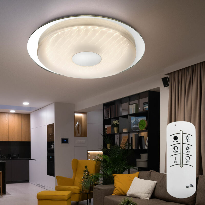 foto del prodotto globo plafoniera led dimmerabile con telecomando per camera da letto, plafoniera con pellicola effetto 3d, colore della luce regolabile, 24w