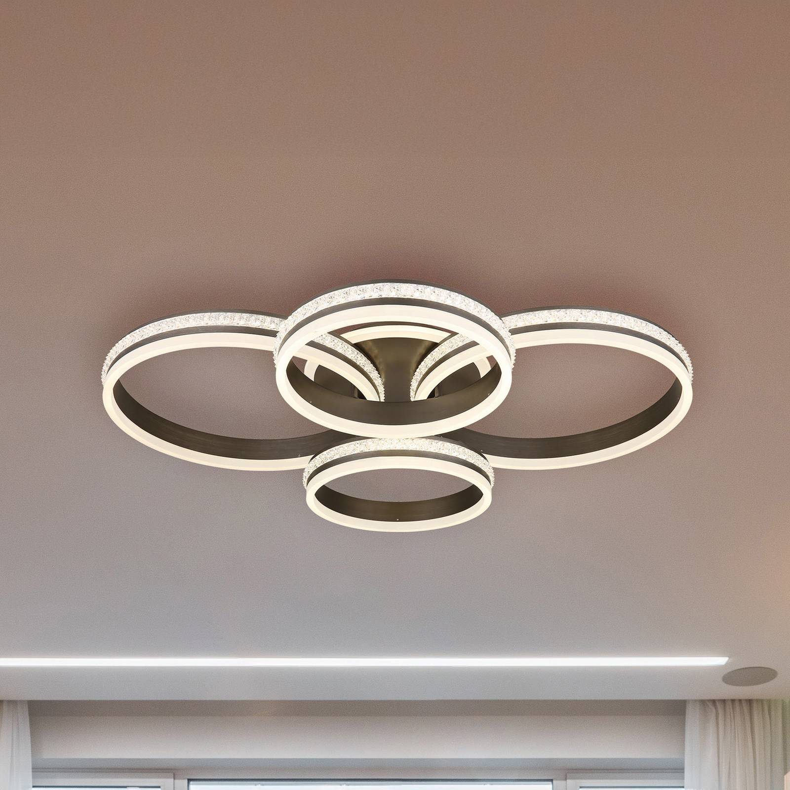 foto del prodotto globo plafoniera led grouni, lunghezza 85 cm, colore titanio, cct