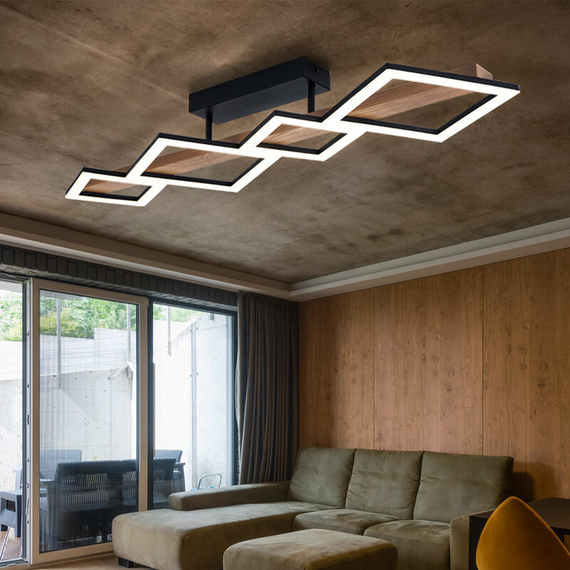 foto del prodotto globo plafoniera led in legno lampada da soggiorno design plafoniera luce quadrati, mdf metallo, 35w 1880lm bianco caldo, lxlxa 92x30x13