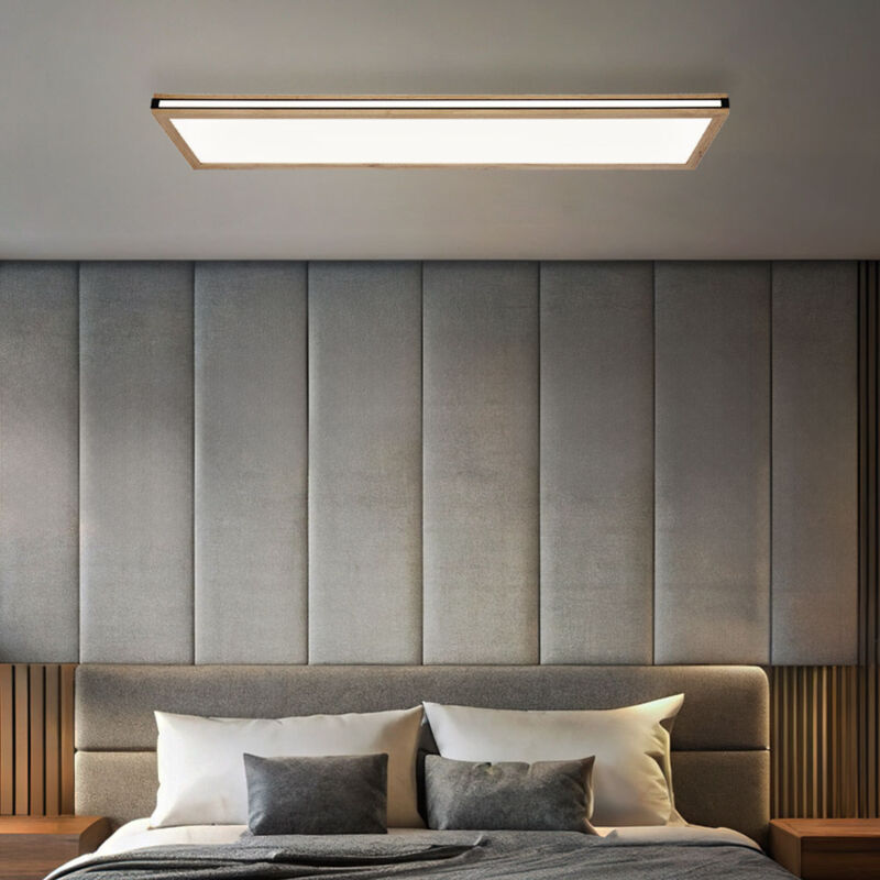 foto del prodotto globo plafoniera led in legno mdf pannello a soffitto 3 modalit di luce soffitto soggiorno luce, metallo nero opale, 36w 2200lm bianco caldo,