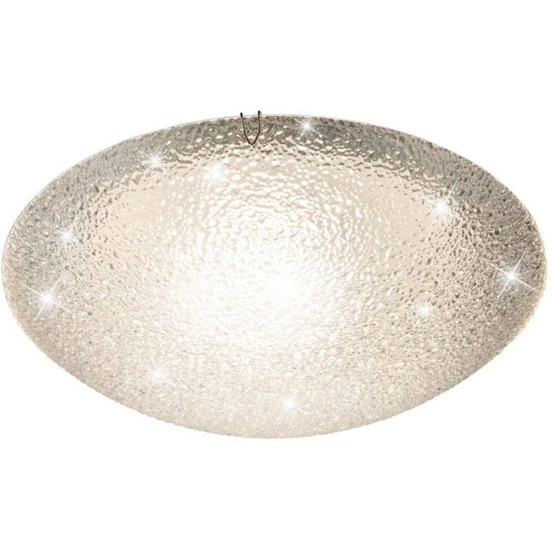 foto del prodotto globo plafoniera led moderna da soggiorno lampada da soffitto in vetro trasparente cromata, rotonda ghiacciata, 1x led 12 watt 800 lm bianco caldo,
