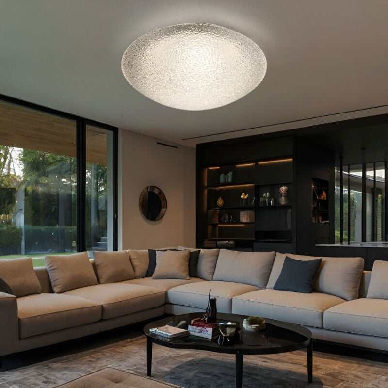 foto del prodotto globo plafoniera led moderna soggiorno lampada camera da letto luce vetro trasparente plafoniera cromata, rotonda ghiacciata, 1x led 12 watt 800 lm