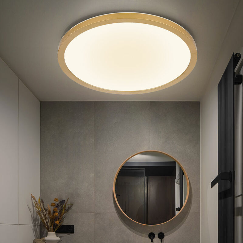 foto del prodotto globo plafoniera luce bagno lampada soggiorno plafoniera moderna retroilluminazione led, ip44, ottone opale, 1x led 24w 2300lm 3000k bianco caldo,
