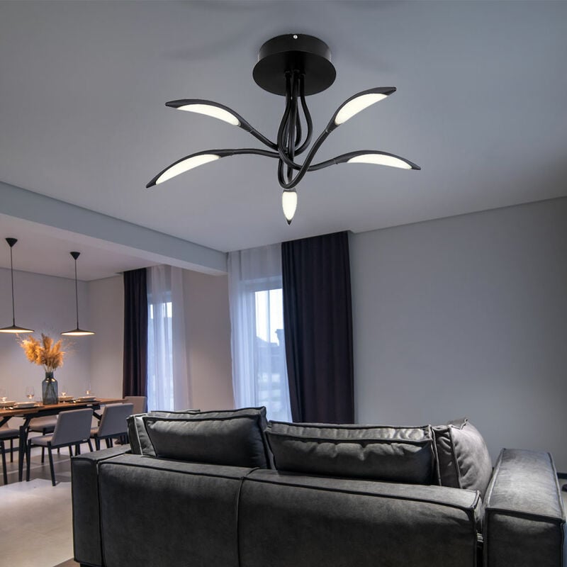 foto del prodotto globo plafoniera moderna camera da letto nera lampada da soffitto grandi lampade soggiorno soffitto, curvo, 1x led 25w 940lm bianco caldo, dxh