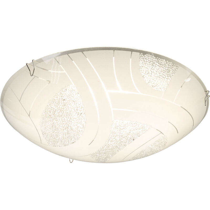foto del prodotto globo plafoniera paralume in vetro lampada da soffitto 1 fiamma cristalli illuminazione soggiorno 1 fiamma satinata, metallo cromo, 1x led 8 watt