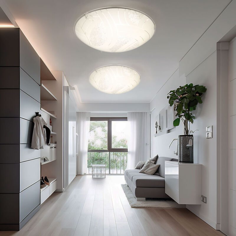 foto del prodotto globo plafoniera paralume in vetro lampada da soffitto cristalli 1 fiamma illuminazione soggiorno 1 fiamma satinata, metallo cromato, 1x led 8 watt