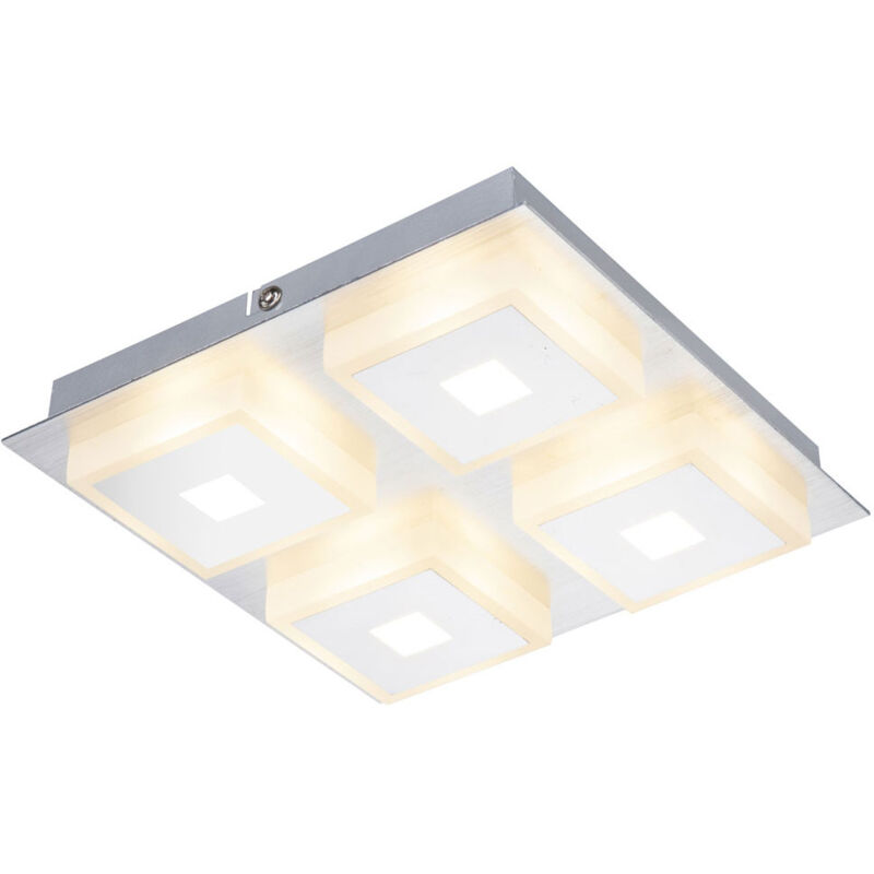 foto del prodotto globo plafoniera plafoniera 4 fiamme soggiorno alluminio illuminazione satinato, cromo acrilico, 4x led 4x 5 watt 4x 210 lm, l x p x h 20x20x4 cm