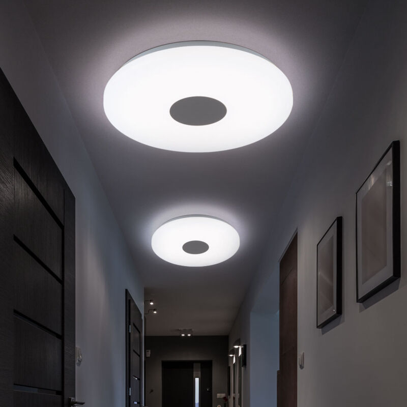 foto del prodotto globo plafoniera plafoniera da soggiorno led di forma rotonda, cromata con paralume in acrilico, 1x led 18w 1260 lm bianco caldo, 37,5 cm, set da 2