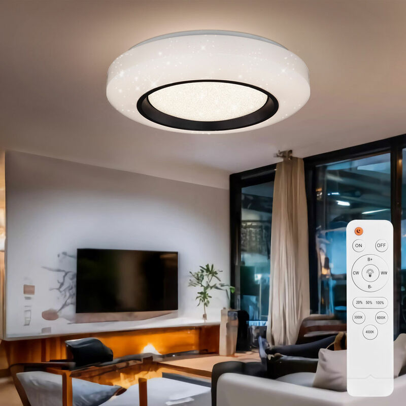 foto del prodotto globo plafoniera plafoniera lampada da interno metallo acrilico bianco opale nero dimmerabile con telecomando, decoro sparkle, circuito cct, 1x led
