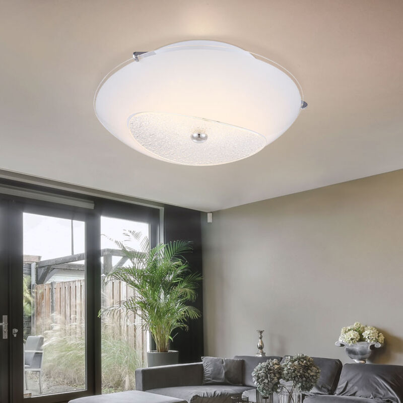 foto del prodotto globo plafoniera, plafoniera, lampada soggiorno, lampada camera da letto, cristalli classici, vetro cromato trasparente, 1x led 8w 640lm bianco