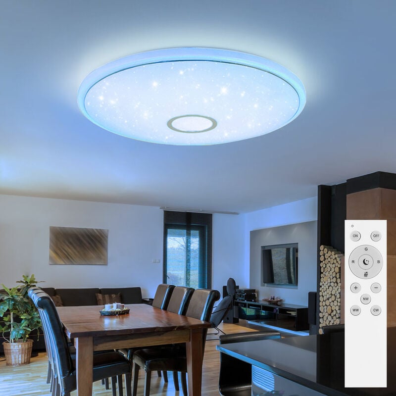 foto del prodotto globo plafoniera plafoniera luce soggiorno, app e controllo vocale cct timer cambiacolori rgb, led 30w 2400lm bianco caldobianco freddo, dxh
