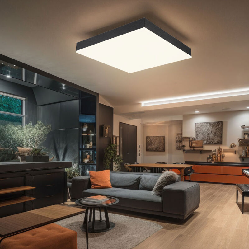 foto del prodotto globo plafoniera soggiorno lampada da soffitto lampada da sala da pranzo lampada da ufficio quadrata, metallo nero acrilico bianco plastica, 1x led