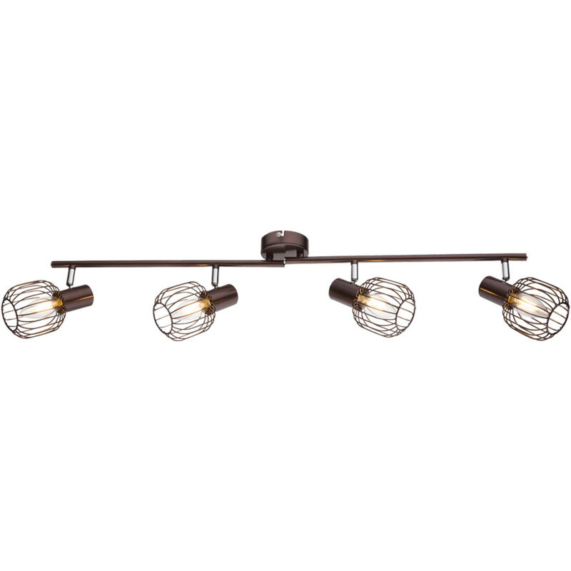 foto del prodotto globo plafoniera soggiorno spot bar marrone sala da pranzo regolabile, metallo bronzo, design a griglia, 4x e14, lxh 84x19 cm