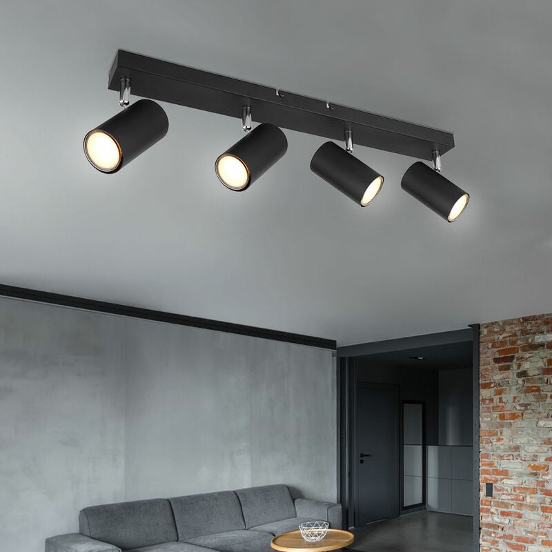 foto del prodotto globo plafoniera spot 4 fiamme faretto da soffitto nero lampada da soffitto a led soggiorno moderno, faretti orientabili, metallo, 4x 4.5w 4x 400lm