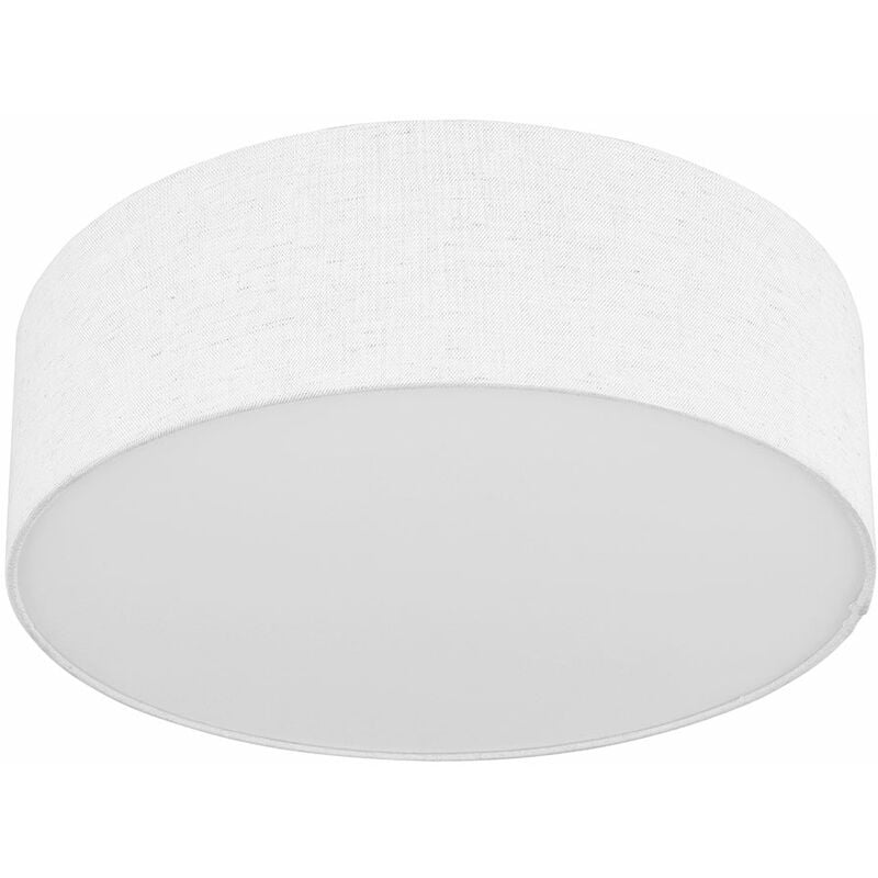 foto del prodotto globo plafoniera tonda bianca plafoniera tessuto bianco lampada tessile, soggiorno, paralume in tessuto metallo, 3x prese e27, dxh 40x12cm