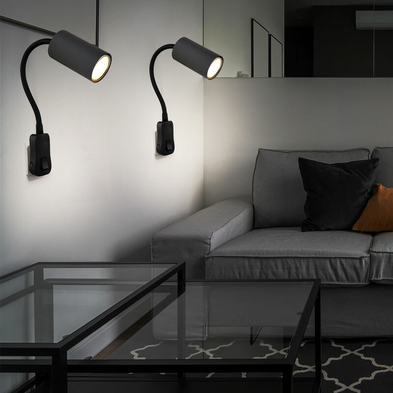 foto del prodotto globo presa lampada presa luce soggiorno gu10 con interruttore presa luce con punto orientabile, collo di cigno, attacco gu10, lxlxa 32x5,5x43 cm,