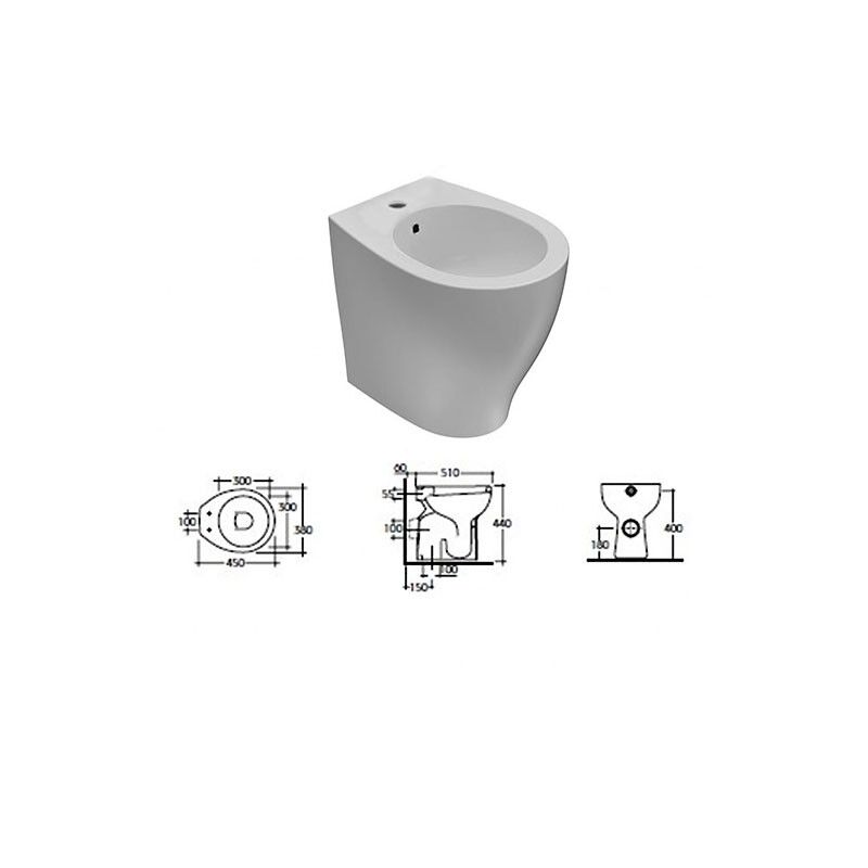 foto del prodotto globo serie bowl+ bidet filo parete a terra monoforo bianco cm 50 bp010bi