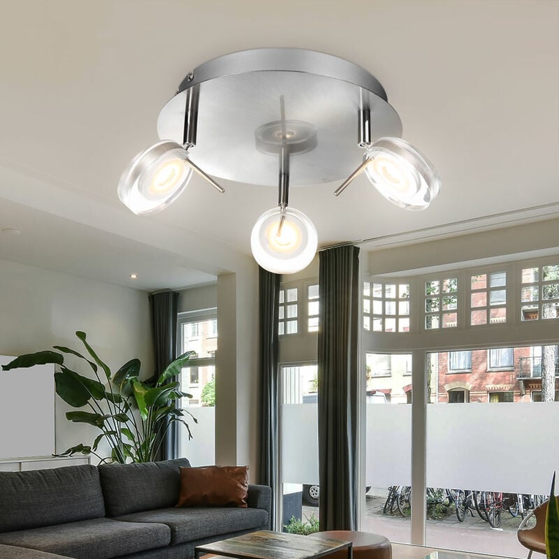 foto del prodotto globo spot tondo tre faretti plafoniera orientabile soggiorno moderno, 3x led 5w 375lm bianco caldo, dxh 25x16 cm