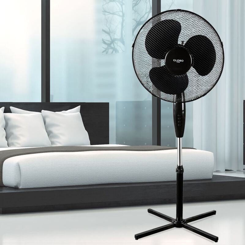 foto del prodotto globo ventilatore a piantana regolabile in altezza ventilatore a piantana oscillante ventilatore a piantana nero, 3 velocit , interruttore, 45