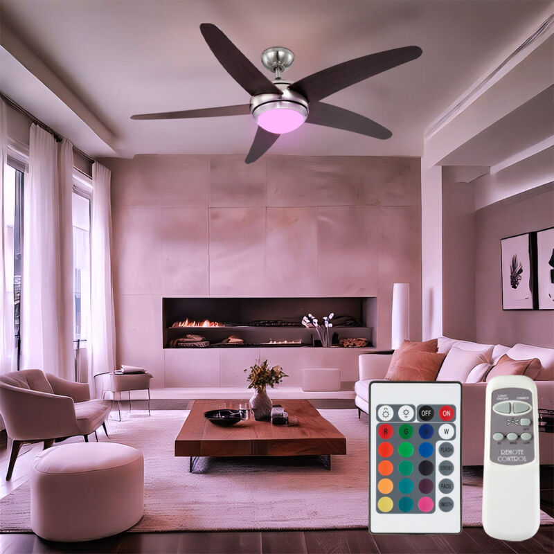 foto del prodotto globo ventilatore da soffitto plafoniera soggiorno lampada camera ventilatore camera da letto con telecomando, metallo vetro mdf marrone argento,