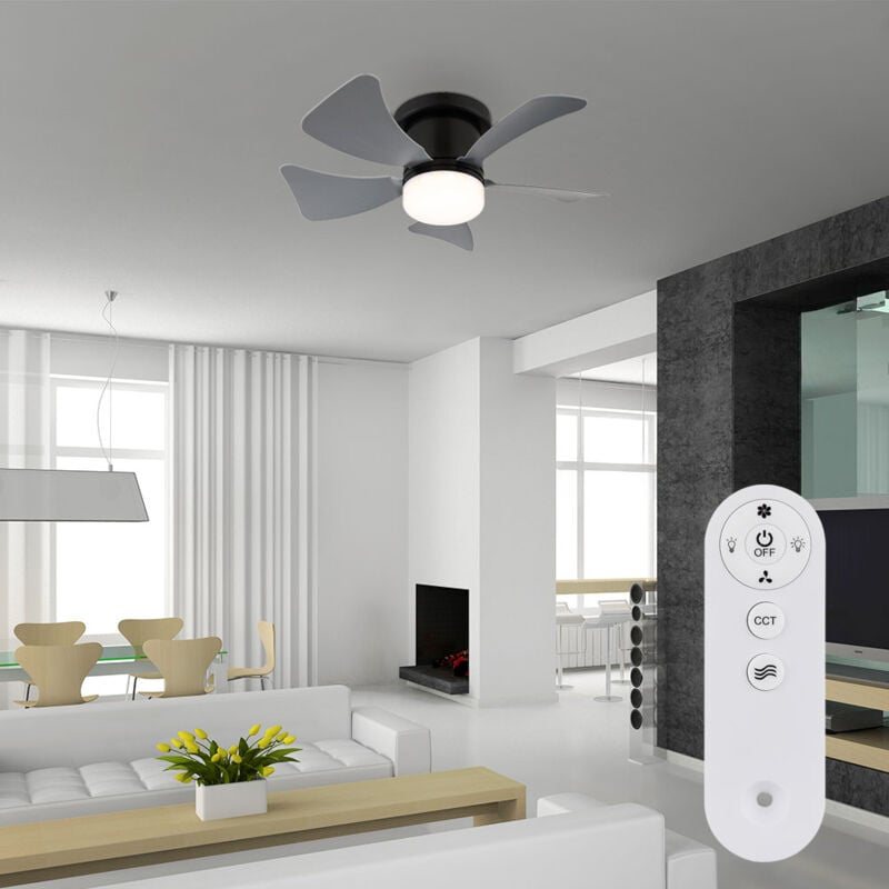 foto del prodotto globo ventilatore led da soffitto ventilatore telecomandato lampada diurna ventilatore grigio timer cct, 10w 750lm bianco caldo bianco freddo, d