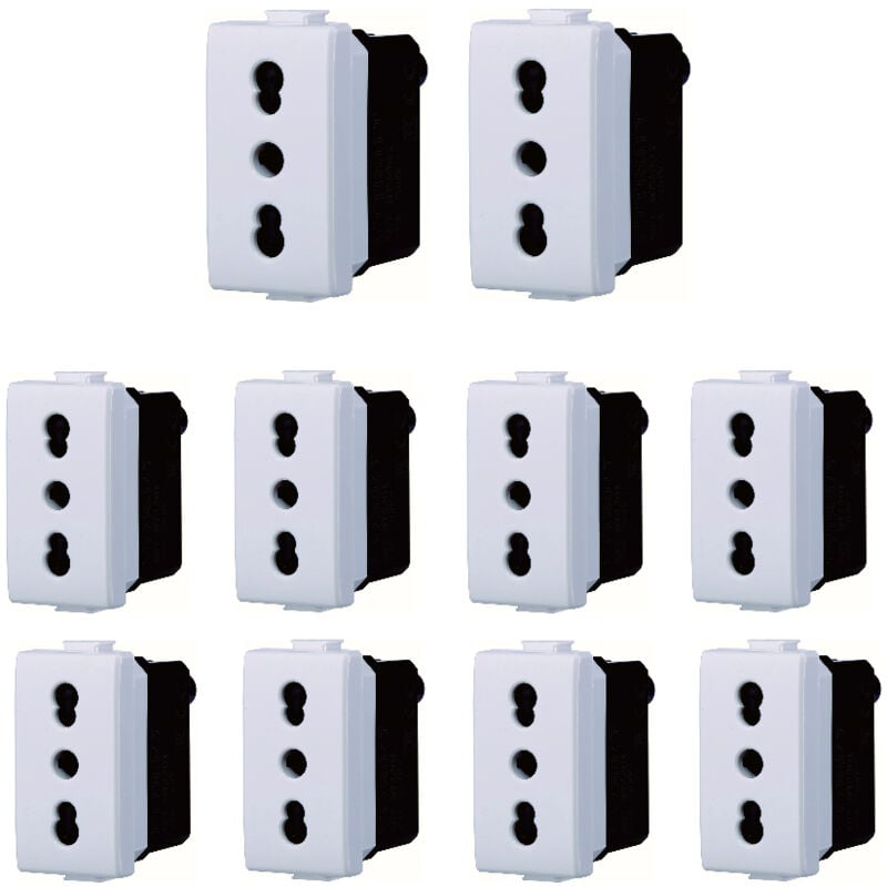 foto del prodotto gloca set 10 prese bipasso bivalenti 2p t 16a compatibili con serie matix