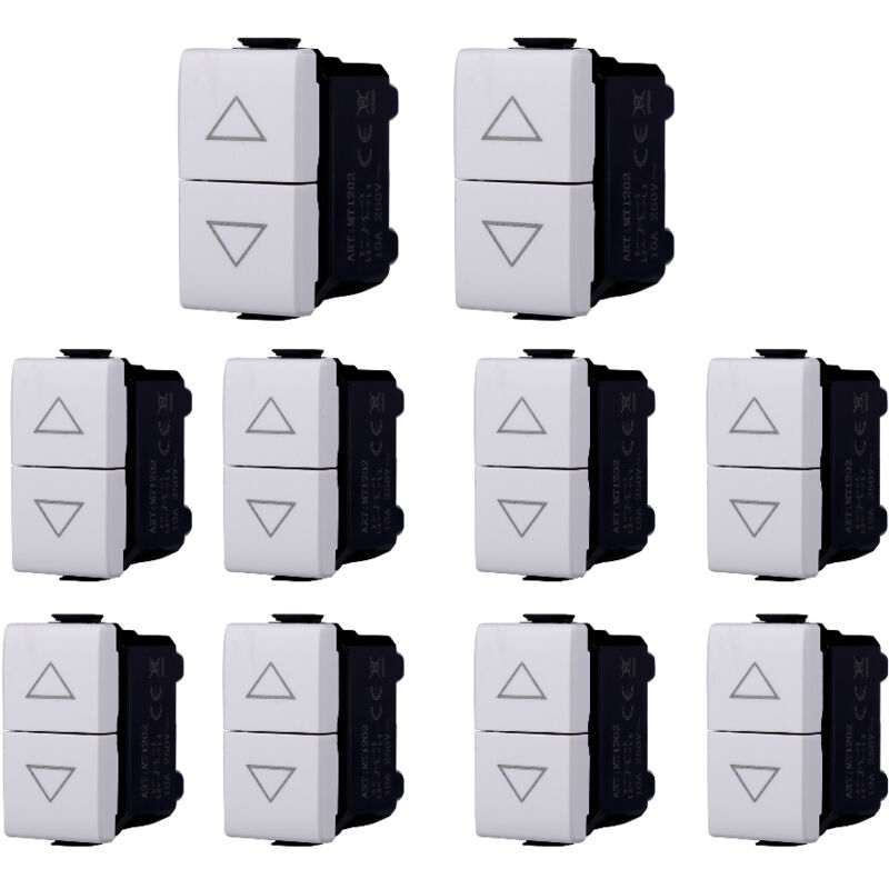 foto del prodotto gloca set 10 pulsanti doppi saliscendi 1p 1p 10a 250v compatibili con serie matix