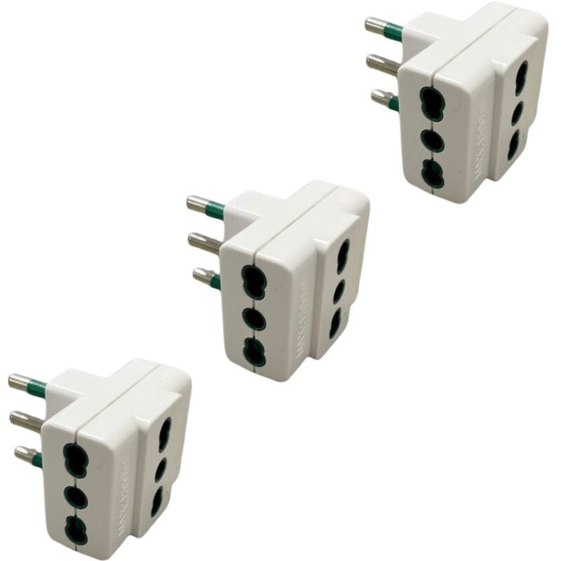 foto del prodotto gloca set 3 adattatori 3 prese 10 16a con spina 16a colore bianco standard italiano