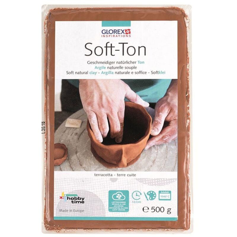 foto del prodotto glorex gmbh glorex soft ton terracotta 500g 6 8075 137 terracotta 500 g, argilla naturale, particolarmente morbida ed elastica, indurente all aria