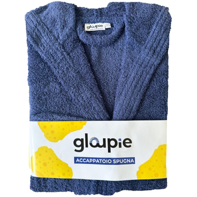 foto del prodotto gloupie accappatoio unisex in 100 spugna di puro cotone in tinta unita dal color blu navy taglia xxl