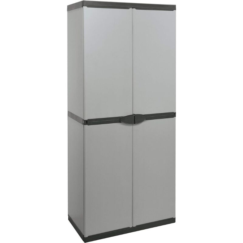 foto del prodotto gloupie armadio portascope alto 168 cm con 2 ante e 3 ripiani joker in resina pvc e polipropilene grigio e nero