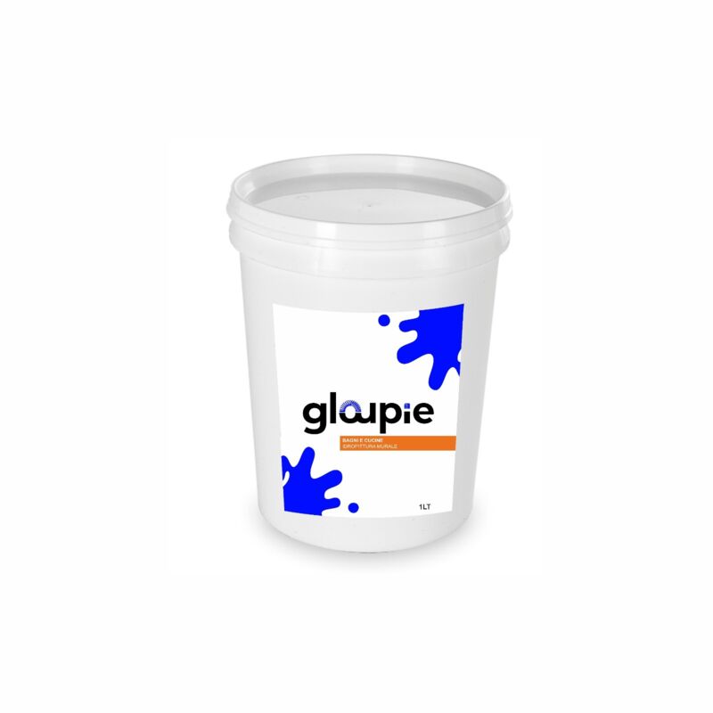 foto del prodotto gloupie bagni e cucine pittura all acqua traspirante per pareti di bagno e cucina, 1 litro, bianco, made in italy