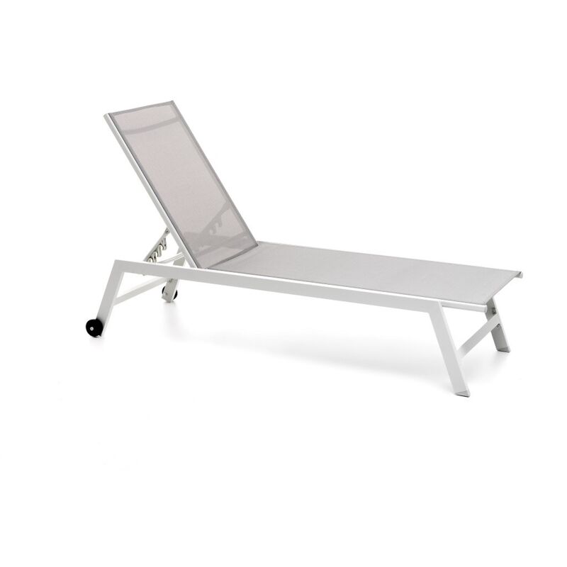 foto del prodotto gloupie lettino prendisole alamos pieghevole in alluminio verniciato bianco con ruote posteriori, l 192 x p 60 x h 91 cm