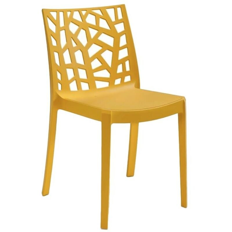 foto del prodotto gloupie sedia matrix in polipropilene senape, dim. 55 x 47 x 82 cm, peso 4 kg, per interno ed esterno, made in italy,impilabili