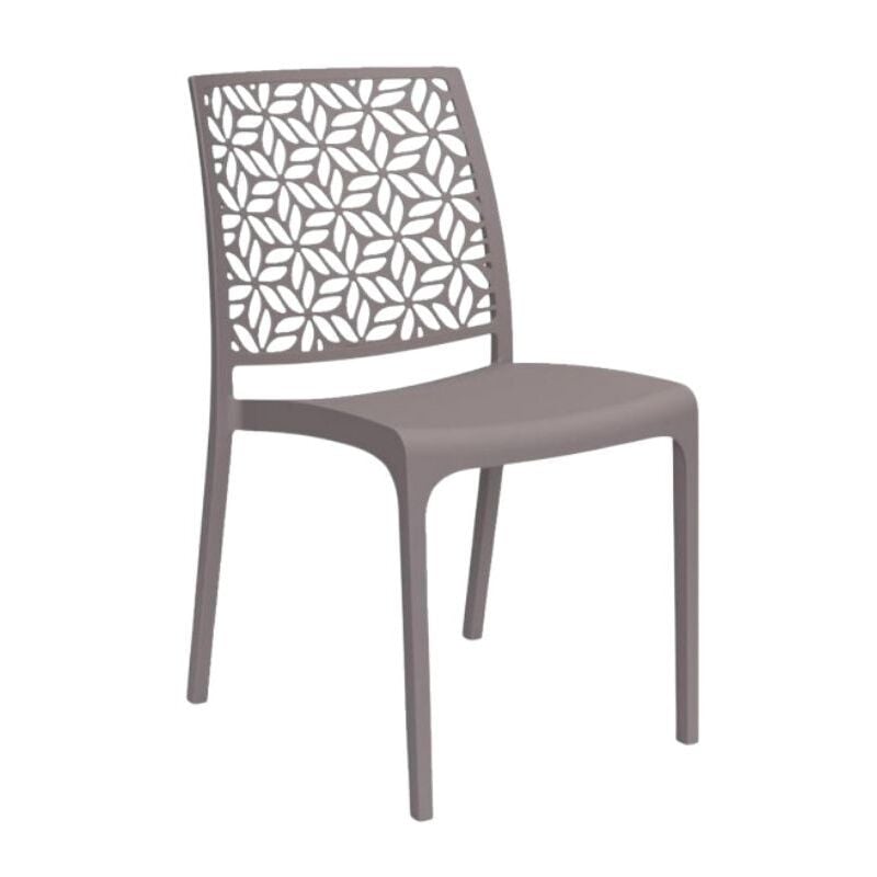 foto del prodotto gloupie sedia ninfa in polipropilene taupe, impinabili, 46 x 54 x 80 cm, peso 3,3 kg,schienale a forma di ninfee,made in italy