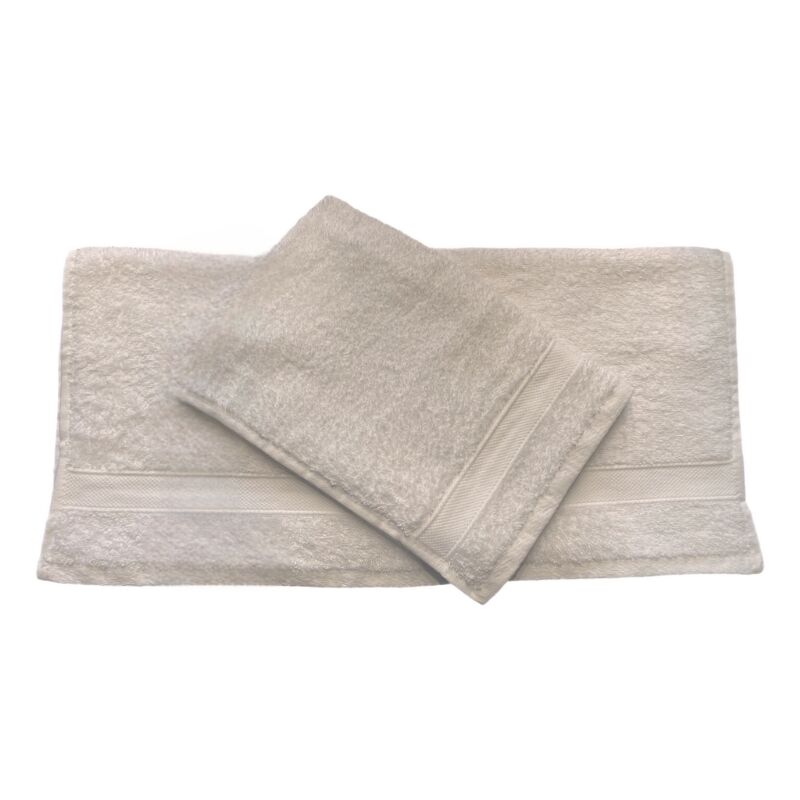 foto del prodotto gloupie set 2 asciugamani bagno viso e bidet in 100 spugna di puro cotone in tinta unita dal color tortora