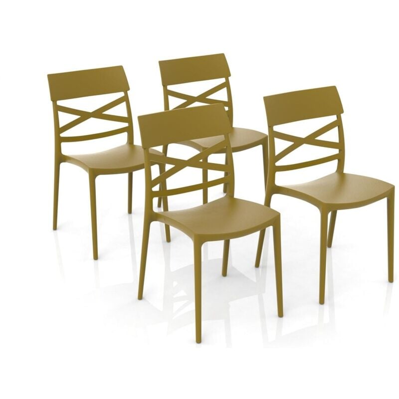foto del prodotto gloupie set 4 sedie impilabili jazz in polipropilene neutro rinforzato giallo senape, l 44,5 x p 54,5 x h 85,5 cm, made in italy