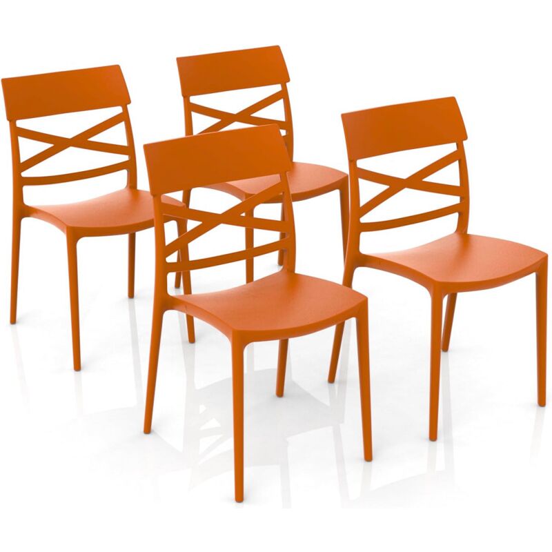 foto del prodotto gloupie set 4 sedie impilabili jazz in polipropilene neutro rinforzato terracotta, l 44,5 x p 54,5 x h 85,5 cm, made in italy
