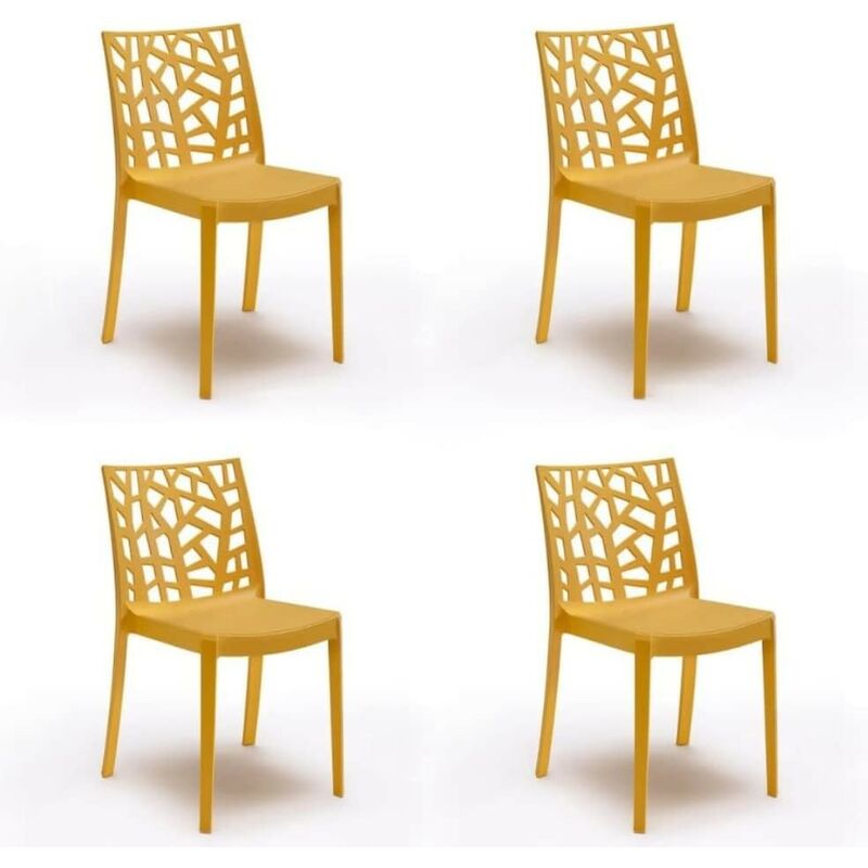 foto del prodotto gloupie set 4 sedie matrix in polipropilene senape, dim. 55x47x82 cm,peso 4 kg,per interno ed esterno,made in italy,impilabili