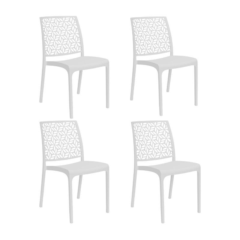 foto del prodotto gloupie set 4 sedie ninfa in polipropilene bianco,impinabili,46x54x80cm,peso3,3 kg,schienale a forma di ninfee,made in italy