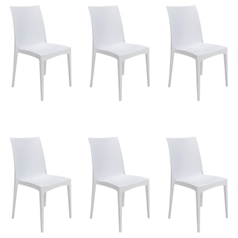 foto del prodotto gloupie set 6 sedie da giardino jersey in polipropilene bianco dall effetto rattan, impilabile, l 57 x p 50 x h 89 cm